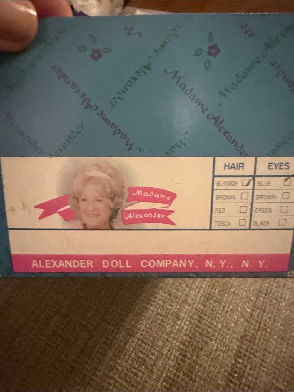 Madame Alexander Pink and Blue Branded Doll Box Panel
